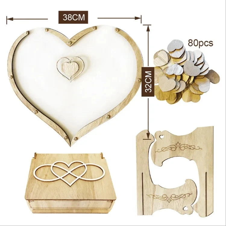 Wedding Guest Book Wooden Sweet Heart-shaped Wedding Guest Book Engraved Transparent Guestbook Weddings Welcome Card Decoration