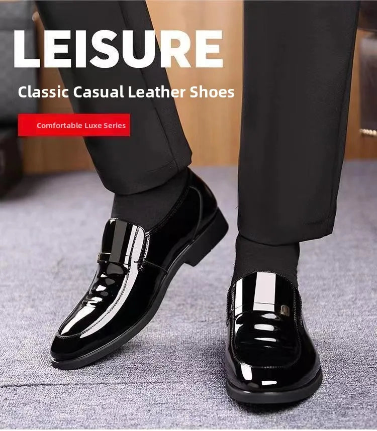 Chaussures en cuir habillées pour hommes, style britannique, décontractées, pour marié, rehaussant la taille, respirantes, à bout pointu, pour l'été