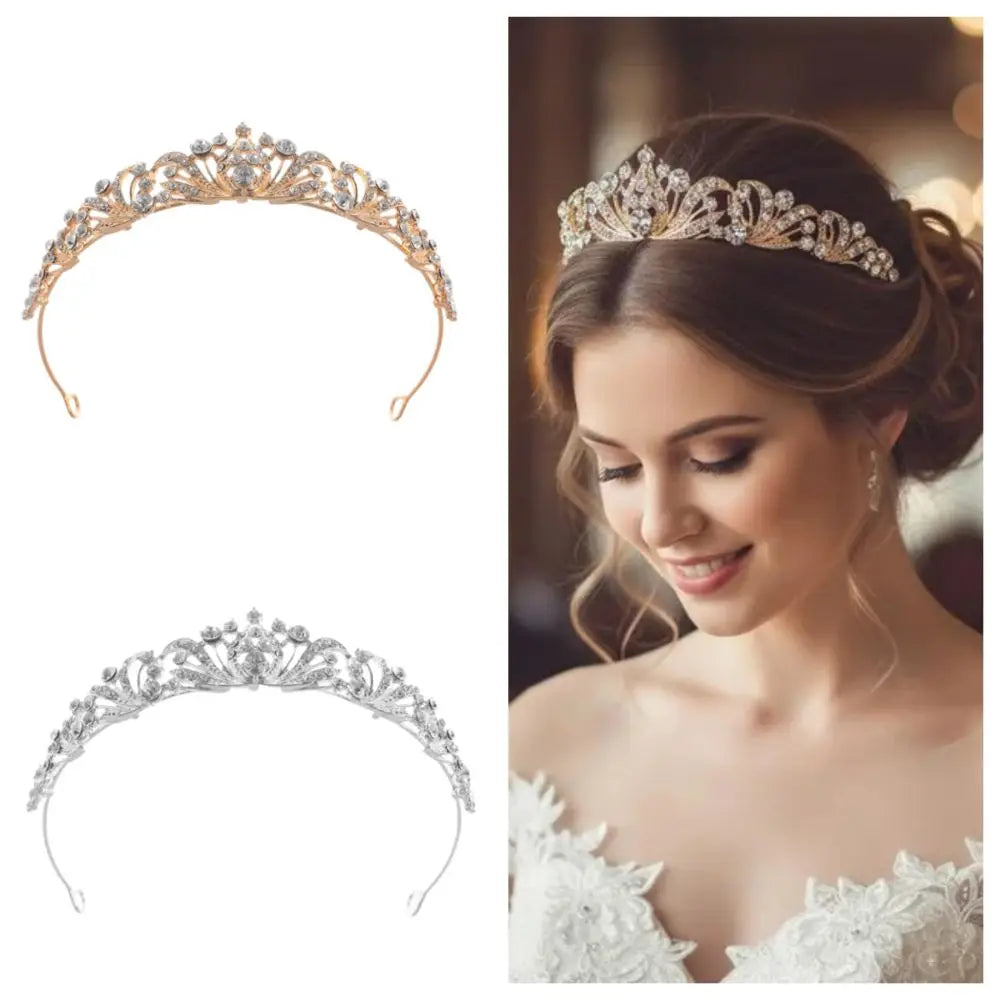 Accessoires pour cheveux Strass Couronnes de mariée Cristal Couronne de mariage élégante Tiaras de princesse légères et tendance Célébrations