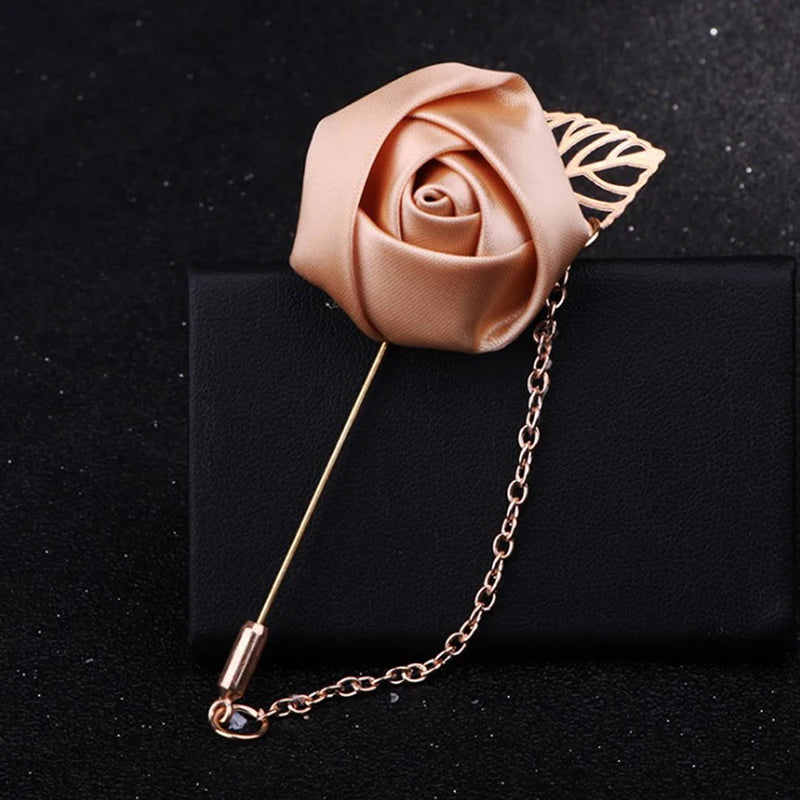 Korean-Style Fabric Flower Boutonniere Corsage Pin | Groom & Wedding Party