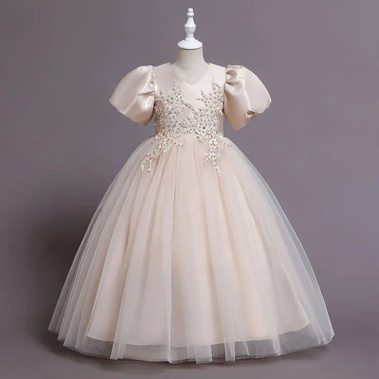 Robes de Demoiselle d'honneur pour Mariages Robes de Soirée Princesse pour Filles Robes d'Enfants à Manches Courtes Robe de Soirée Mariage 3-12 Ans