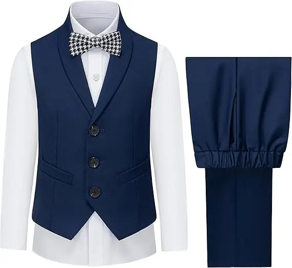 Ensemble gilet et pantalon pour garçons avec cravate, costume habillé formel, tenue de mariage ou communion pour adolescent, costume de performance de piano pour enfants