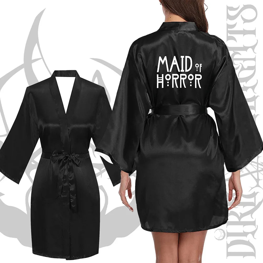 Peignoirs de célibataire gothiques Demoiselle d'honneur badass de la douche nuptiale Coven Horror Future mariée Kimono d'Halloween Accessoires de mariage gothiques cadeaux