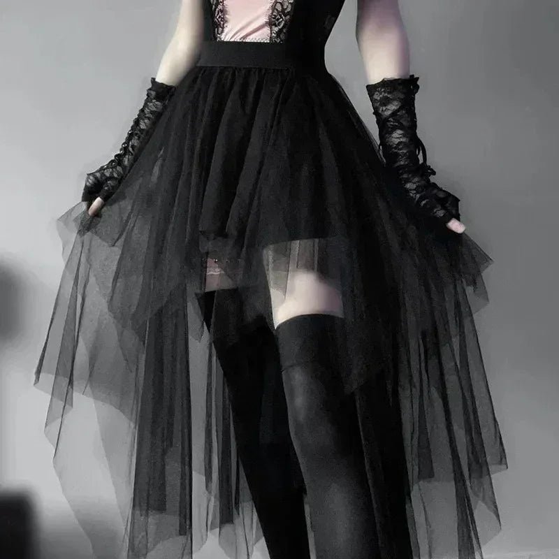 Jupes décontractées Punk Sexy en maille taille haute irrégulière pour femmes, nouvelle jupe polyvalente de style gothique européen et américain pour l'été