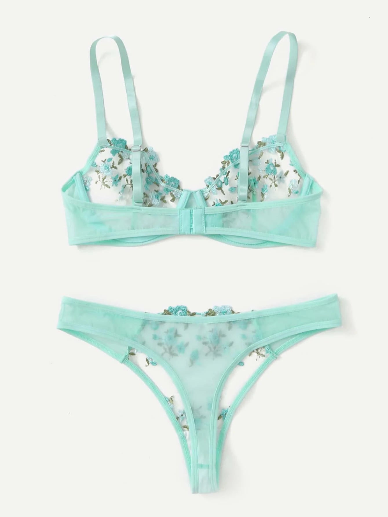 Lingerie Sexy Broderie Florale Sous-Vêtements Dentelle Transparente Court Kits de Soins de la Peau Ensemble Fée Délicate Femme 2 Pièces