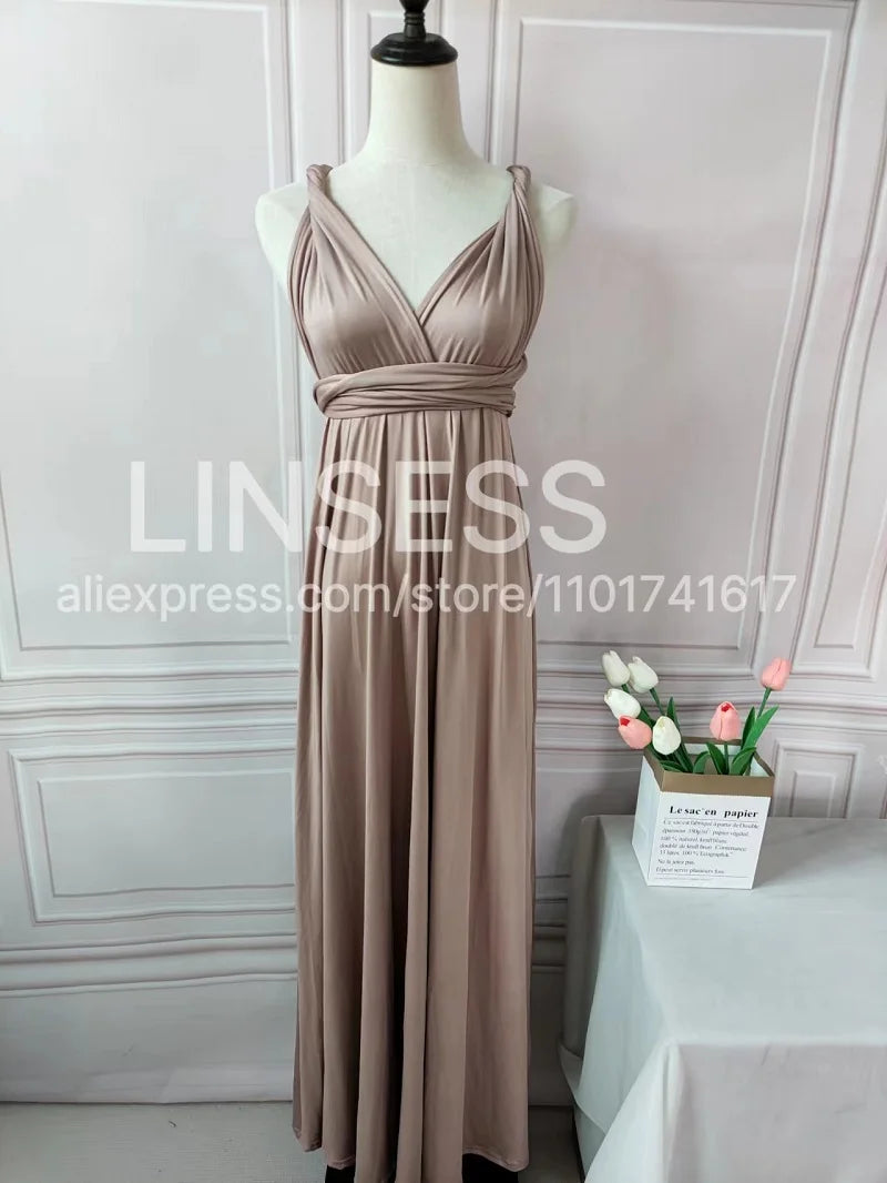 Robe de demoiselle d'honneur, robe longue vert olive de demoiselle d'honneur, robe convertible pour cortège nuptial, robe infinie multivoies, robe sur mesure