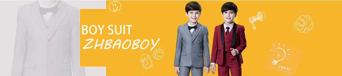 Costume Garçon 3 Pièces Coupe Slim Smoking Enfant Tenue de Mariage Formelle Ensemble Blazer Gilet Pantalon