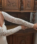 Gants de Mariée, Manches de Mariée avec Bande Élastique, Accessoire Dentelle, Gants de Mariée pour Femmes