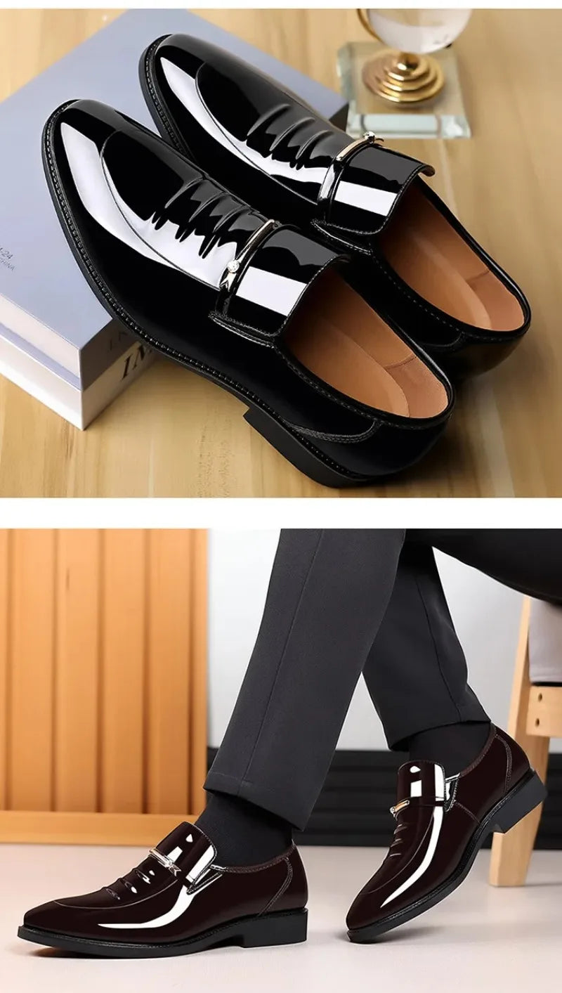 Chaussures habillées pour homme Pointures 38-49, Mocassins formels à haut brillant, Chaussures de mariage de luxe, Chaussures de conduite décontractées et confortables pour hommes