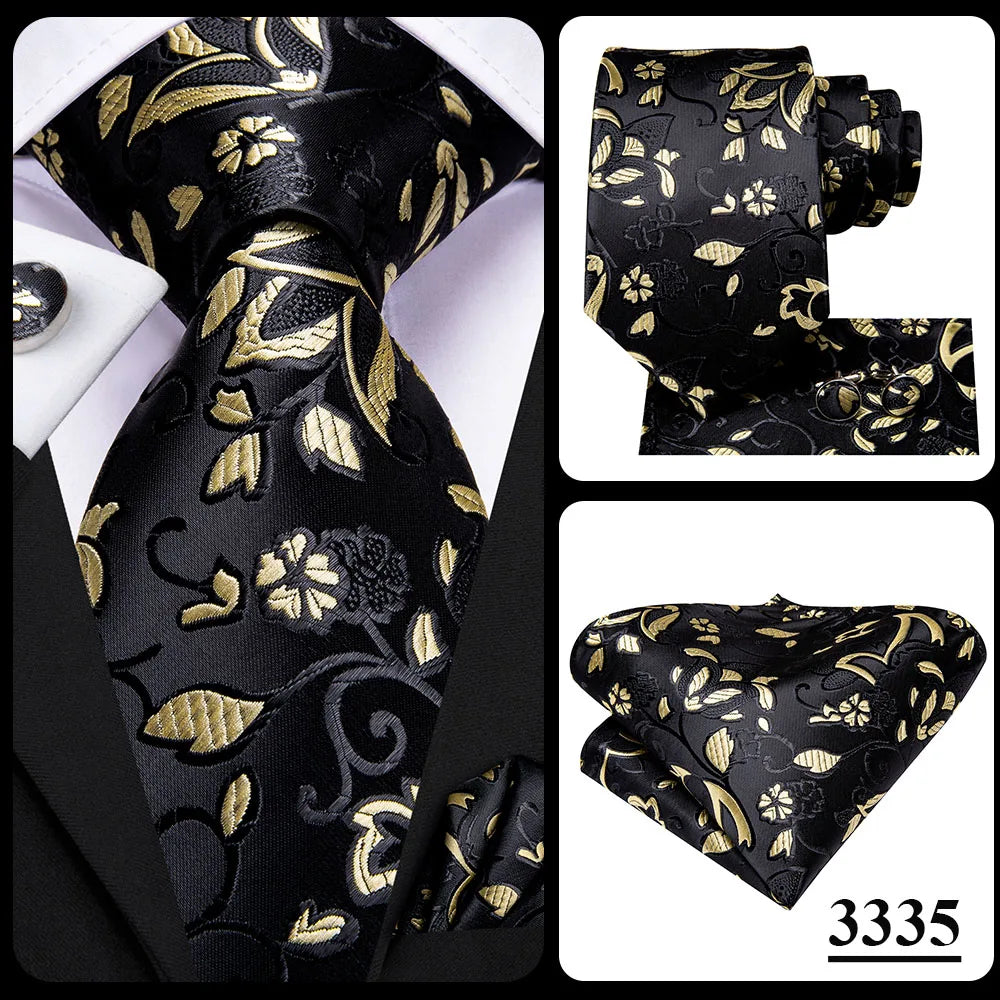 Silk Necktie Gift Set | Groom & Groomsmen Wedding Tie with Pocket Square & Cufflinks