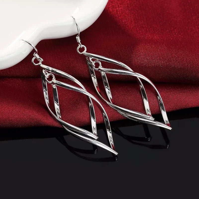 Boucles d'oreilles pendantes élégantes - Bijoux de mariée en argent sterling 925