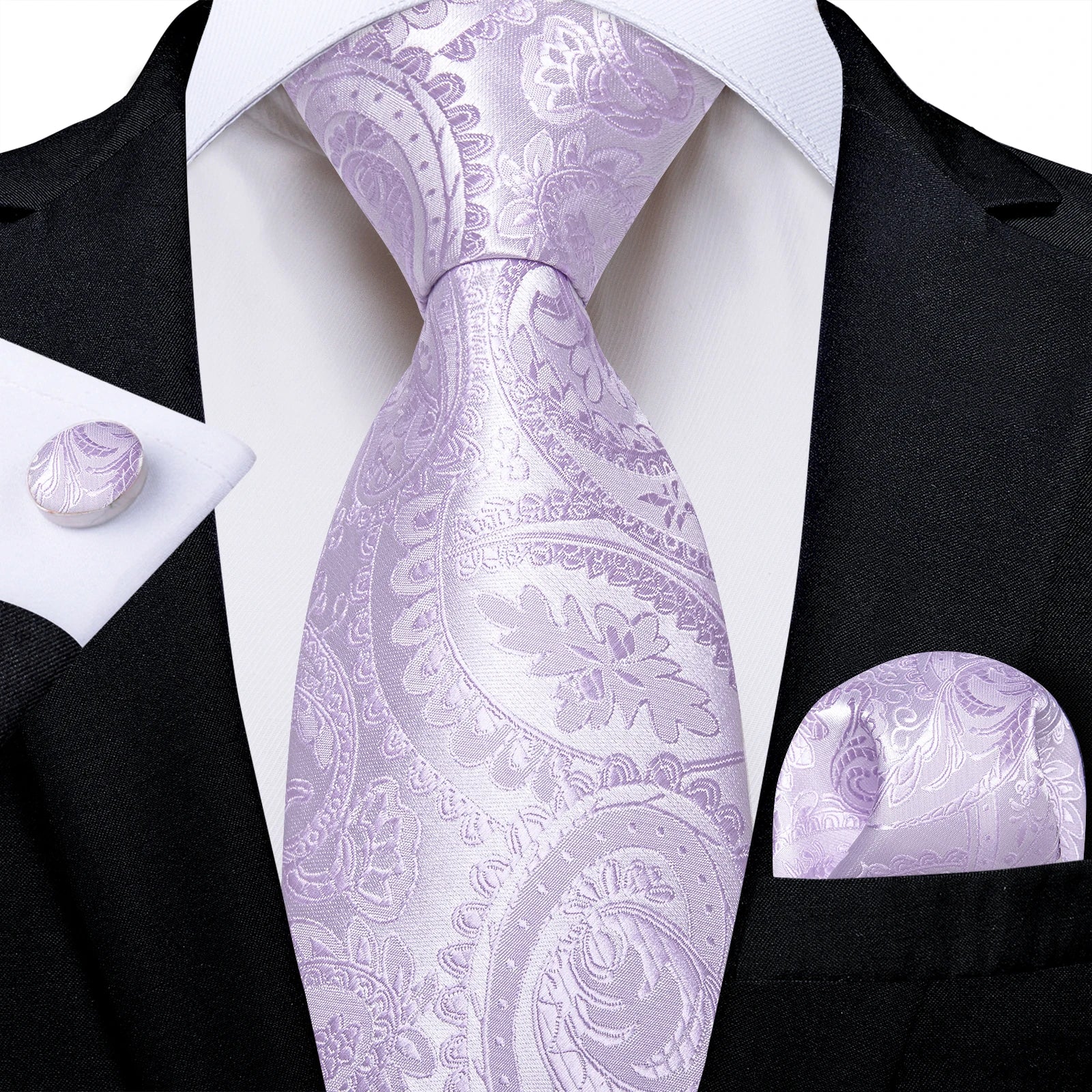 Men's Silk Paisley Tie Set – Pocket Square, Cufflinks & Tie Clip | Groom & Groomsmen
