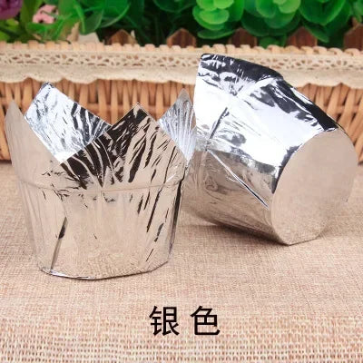 50x caissettes à cupcake de style journal, pour pâtisserie, mariage, caissettes tulipe, moule à muffins, papier sulfurisé, emballage de gâteau résistant à l'huile