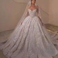 Robe de mariée de princesse étincelante de luxe en cœur, robe de bal de mariée personnalisée avec perles scintillantes, robe de mariée bustier coupe trapèze