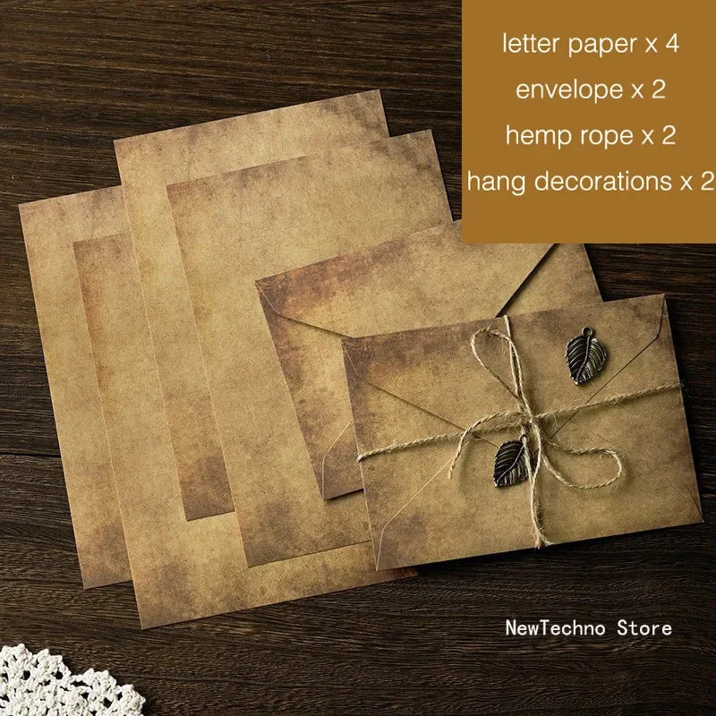 Kit de papier à lettres vintage kraft, papier à écrire, enveloppes A5 à fenêtre, enveloppe d'invitation de mariage, enveloppe cadeau