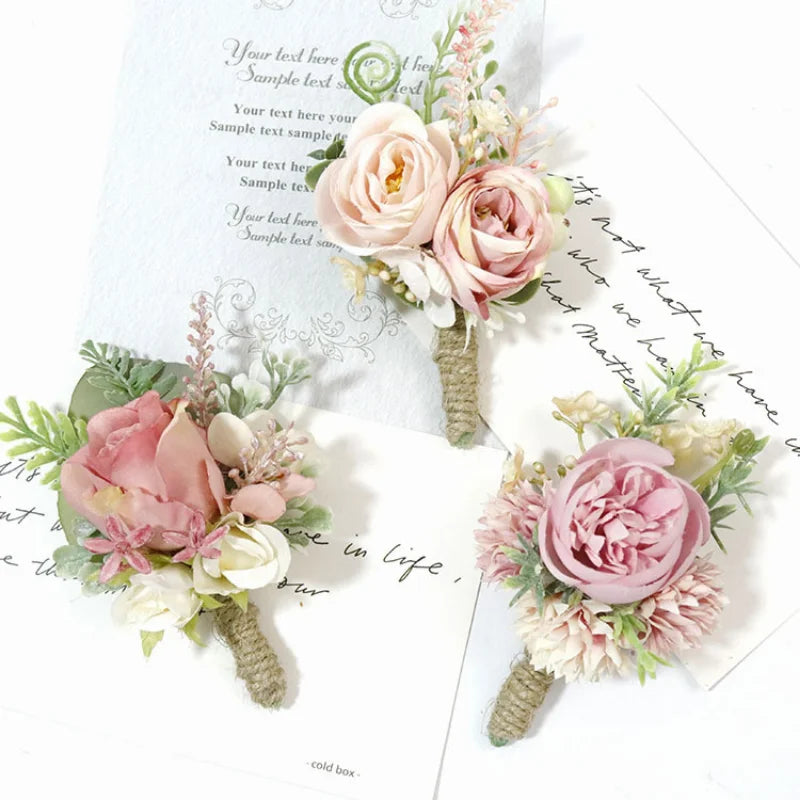 Wedding Boutonniere & Corsage | Silk Flower Pin for Groom, Groomsmen & Guests