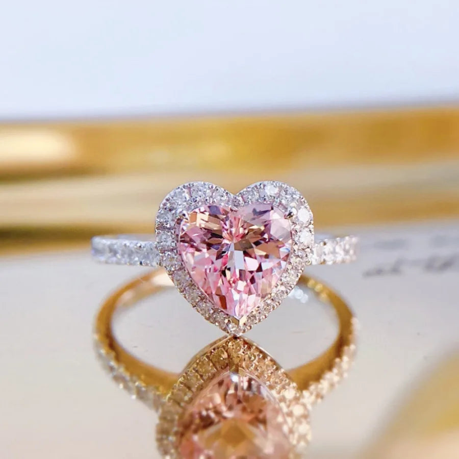 Bague en argent sterling 925 en forme de cœur avec zircone brillante pour femme, fiançailles, mariage, bijoux fins de luxe de haute qualité