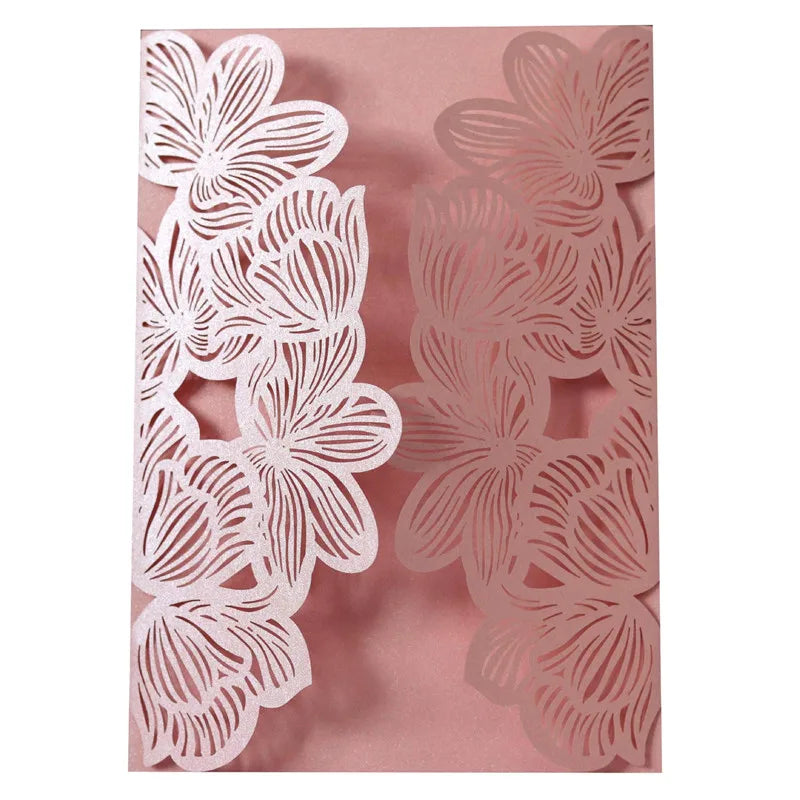 10/20pcs Fleurs Cartes d'invitations de mariage Papier blanc Anniversaire Carte de vœux Couverture Fournitures de décoration de fête de mariage et de fiançailles