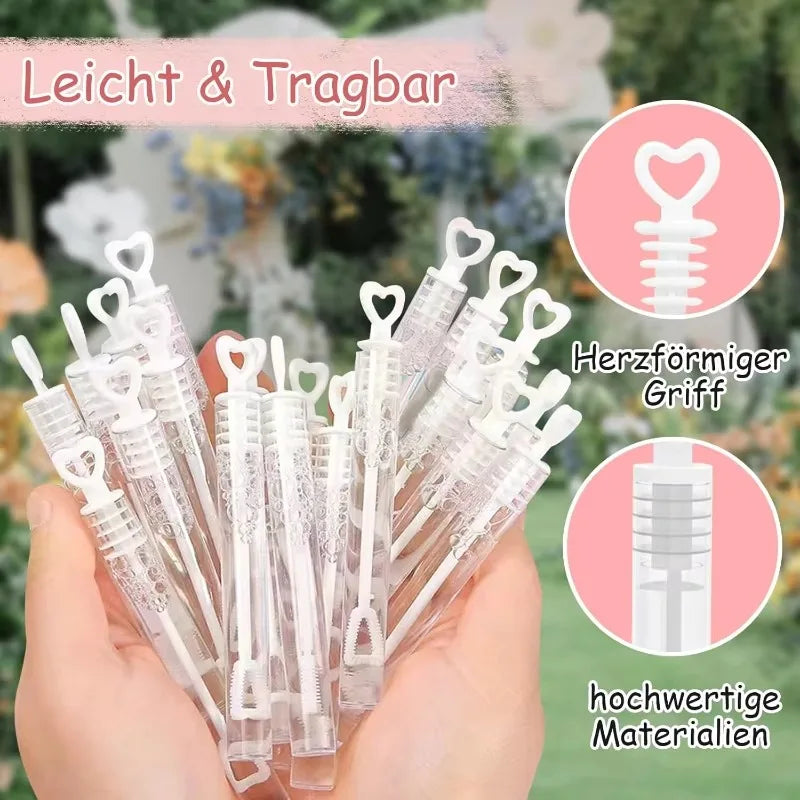 100/10 pièces Cœur d'amour Baguette Tube Vide Transparent Bouteilles de Savon à Bulles avec Poignée Cœur Cadeaux de Mariage pour Invités Décoration de Fête Jouets pour Enfants