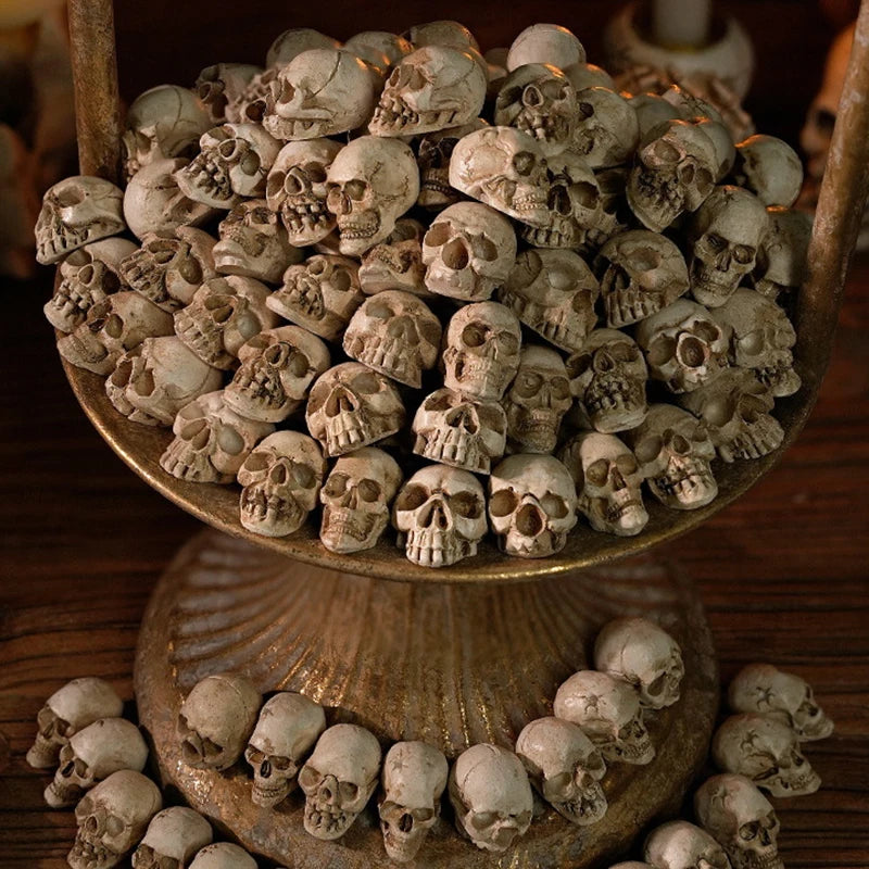 20 sculptures de crânes gothiques à collectionner, décoration d'Halloween, ornement de squelette, paysage, jardin, pot de fleurs, décoration de table de fête