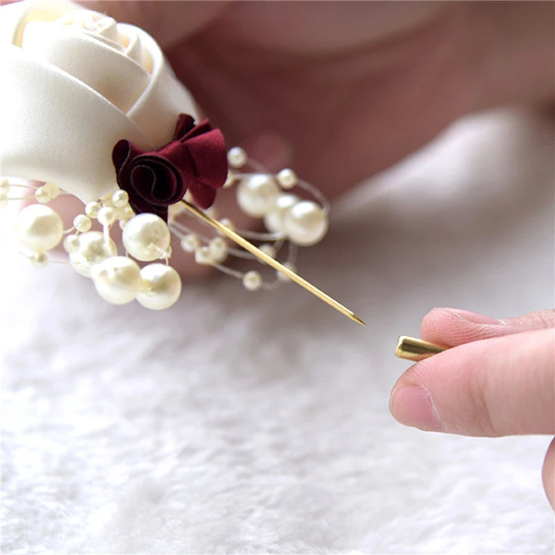 Satin Rose Corsage Brooch | Wedding Boutonniere & Bridal Accessory