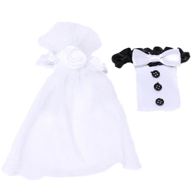 Lot de 2 nœuds papillon pour mariée et marié, décor de verres à vin pour fête de mariage