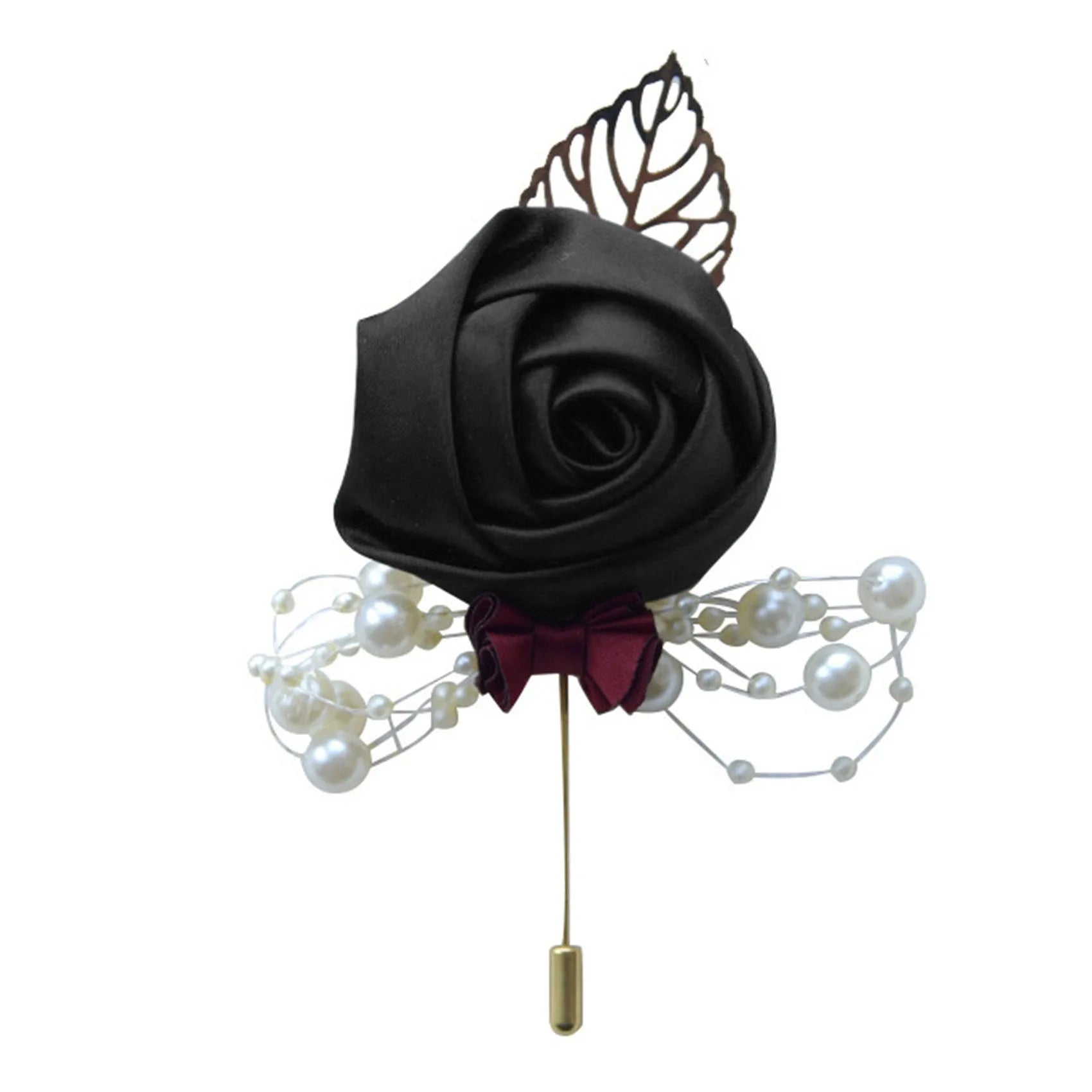 Satin Rose Corsage Brooch | Wedding Boutonniere & Bridal Accessory