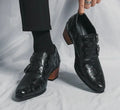 Chaussures de mariage pour hommes Tendance Coupe ajustée Pointues Talon haut Chaussures à enfiler Respirantes en cuir Chaussures habillées classiques vintage pour hommes