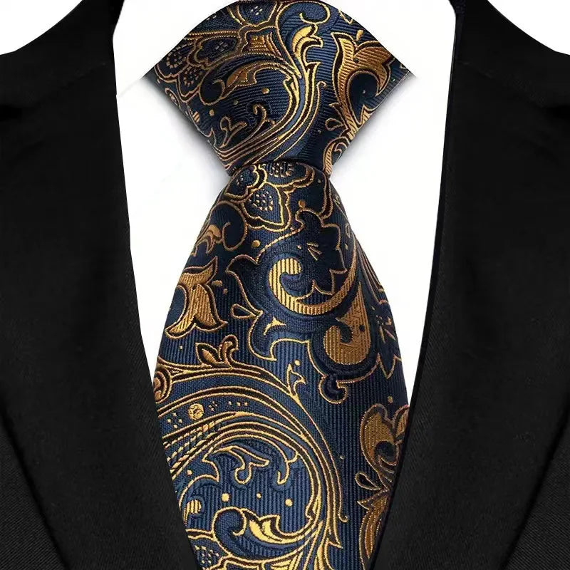 Cravate de luxe 8CM pour homme, motifs floraux et cachemire, tissée jacquard, accessoires pour occasions d'affaires et de mariage.