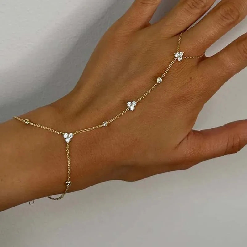 Luxury Rhinestone Flower Charm Bracelet — Crystal Bridal Jewelry