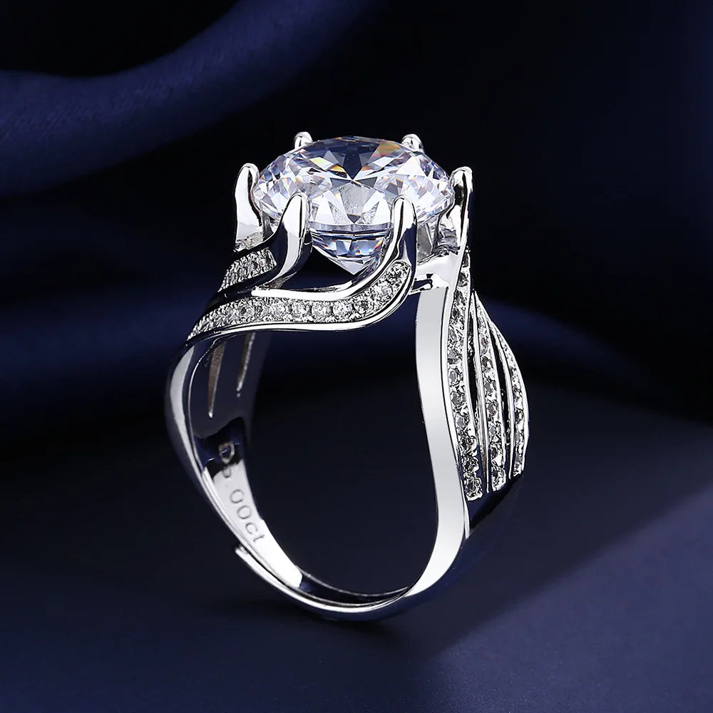 Luxury Moissanite Engagement Ring — 925 Sterling Silver