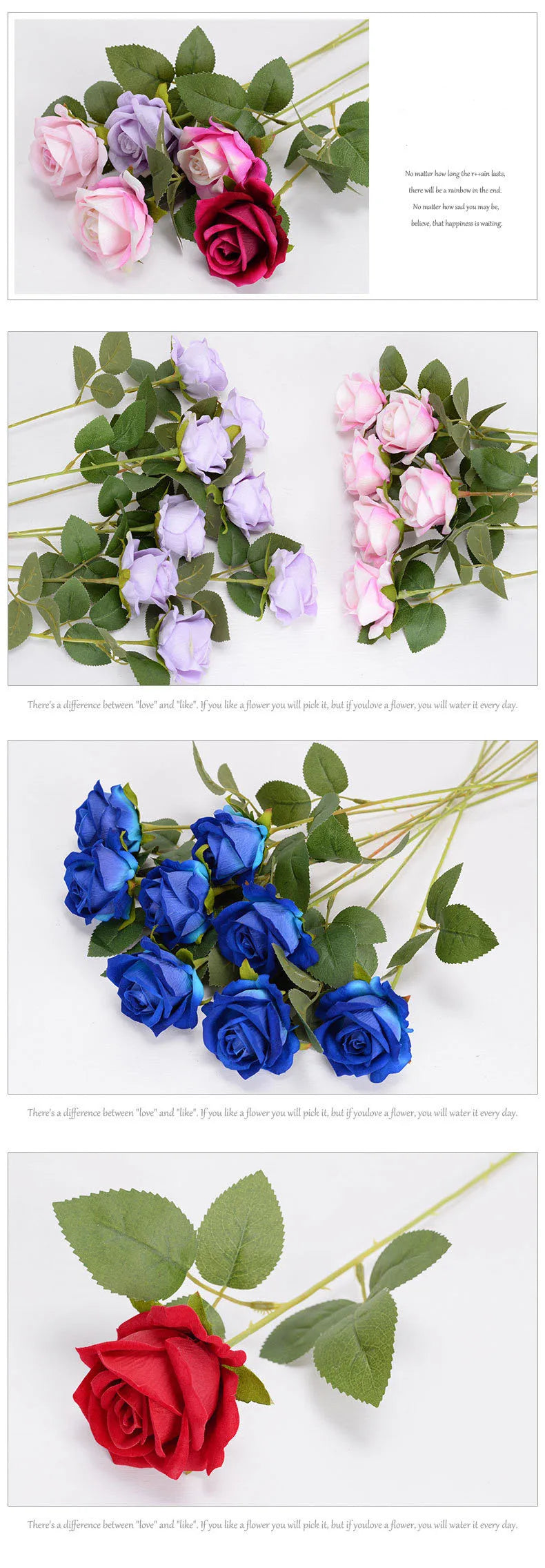 Velvet Artificial Rose Flowers for Wedding Décor & DIY (Set of 10)