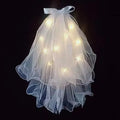 Voile mignon Cheveux Lumineux Fée Ruban Nœud Couronne Lampe LED Mariage Fournitures de Fête Maquillage Fille