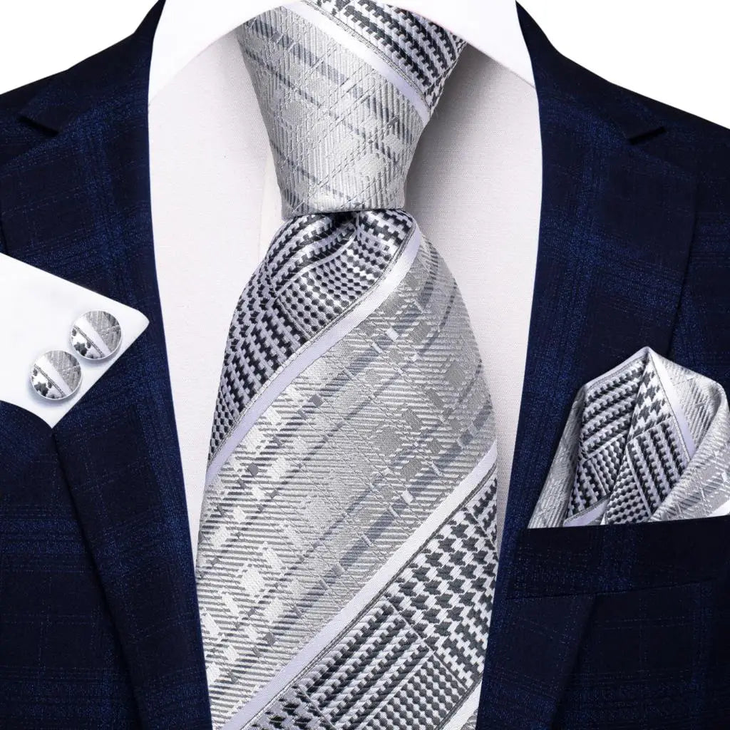 Silk Paisley & Floral Necktie Gift Set | Groom & Groomsmen Wedding Tie with Pocket Square & Cufflinks