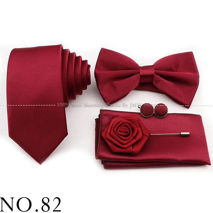 Ensemble cravate et nœud papillon violet bleu sauge vert en polyester, boutons de manchette et broche pour costume de marié, cravate de mariage, accessoire de chemise