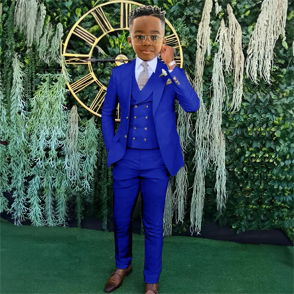 Ensemble Costumes Garçon 3 Pièces Veste Gilet Pantalon Tenue de Banquet Fête Élégant Smoking Enfant Vêtements d'Invité de Mariage 2-20T