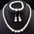 Parure de mariée 3 pièces perles et cristaux — collier, bracelet et boucles d'oreilles