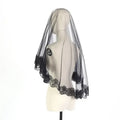 Wedding Veils For Bridal Lace Embroidery Edge Tulle White Black Veil For Halloween Bachelorette Party Headdress Accessories