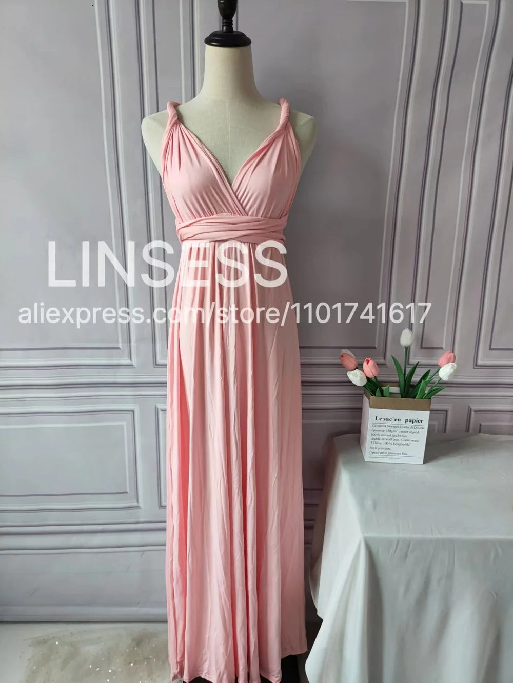 Robe de demoiselle d'honneur, robe longue vert olive de demoiselle d'honneur, robe convertible pour cortège nuptial, robe infinie multivoies, robe sur mesure