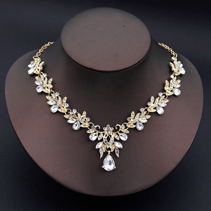 Princess Crown Bridal Jewelry Set — Necklace, Earrings & Crown