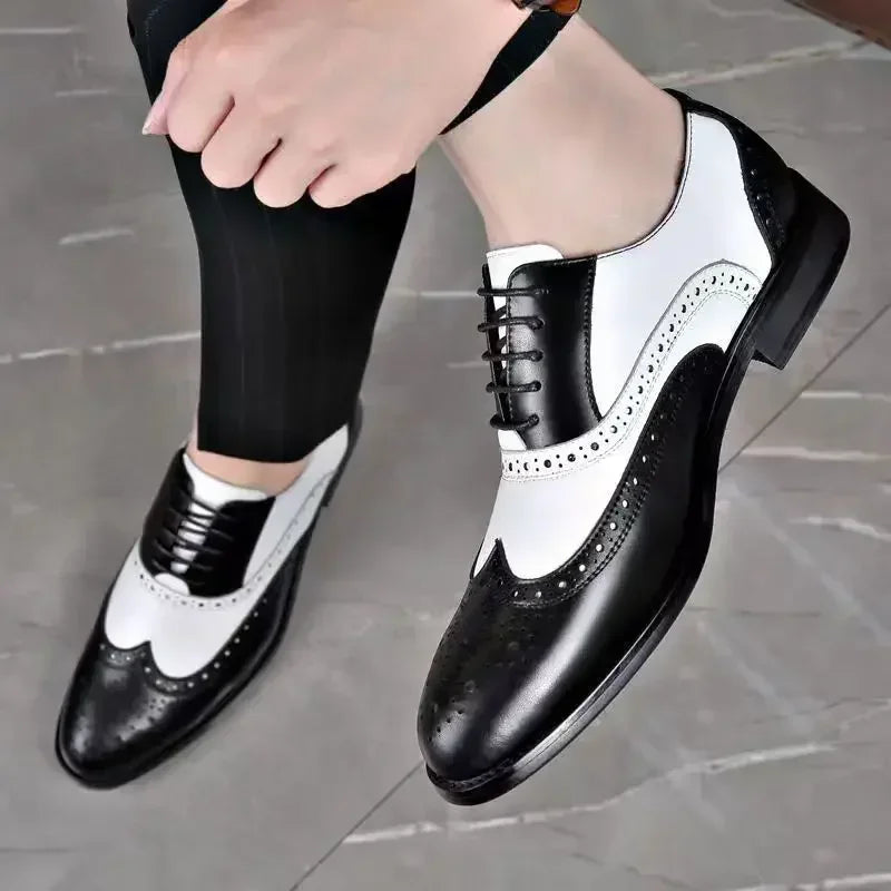 Chaussures habillées multicolores pour hommes Chaussures en cuir rétro pour hommes Chaussures d'affaires baroques pour hommes Chaussures décontractées Oxford pour hommes Erkek Ayakkabı