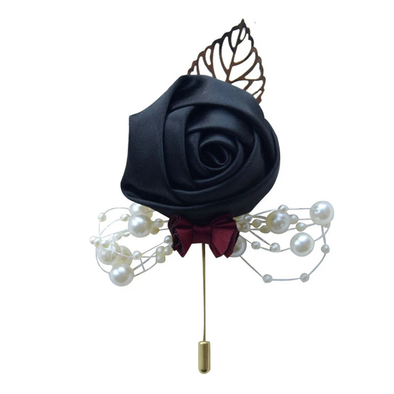 Satin Rose Corsage Brooch | Wedding Boutonniere & Bridal Accessory