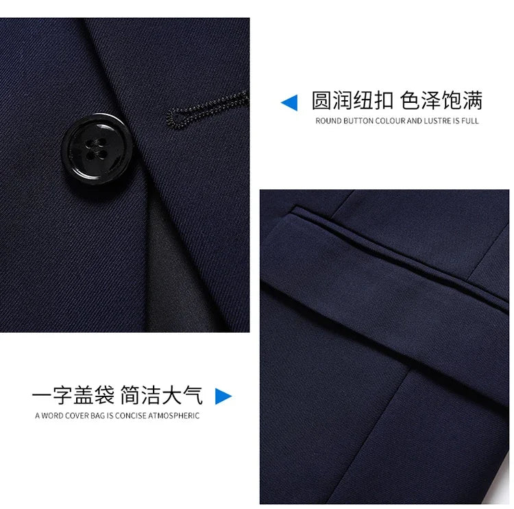 Solid Color Blazer Men's Fashion Business Solid Color British Style Professional Work Groom Wedding Dress Best Man Blazer Jacket