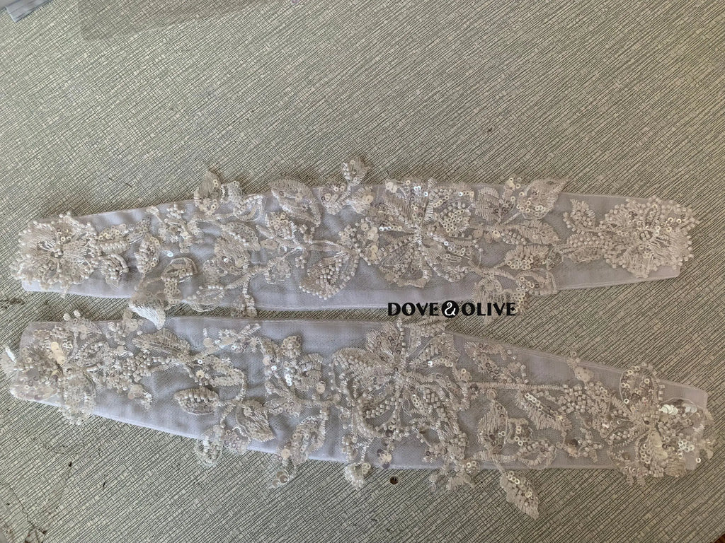 Exquisite Detachable Handcrafted Beaded Cap Sleeve Lace Straps for Wedding Dresses Bridal Accessories