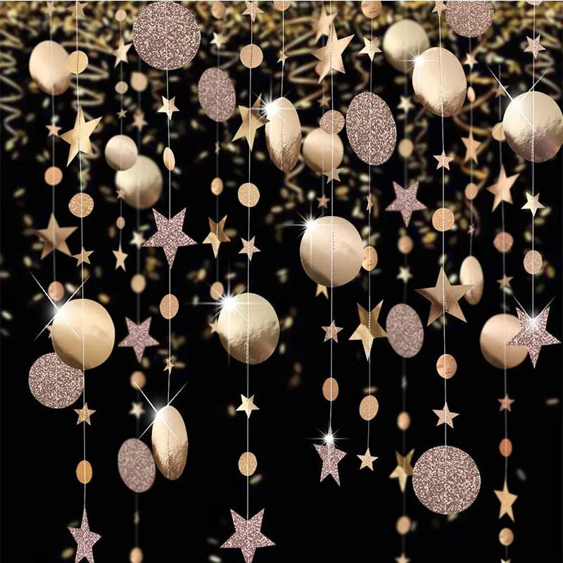 Guirlande en papier pailleté 4M doré champagne Joyeux Anniversaire pour enfant 1 an fille garçon adulte or rose décoration de mariage