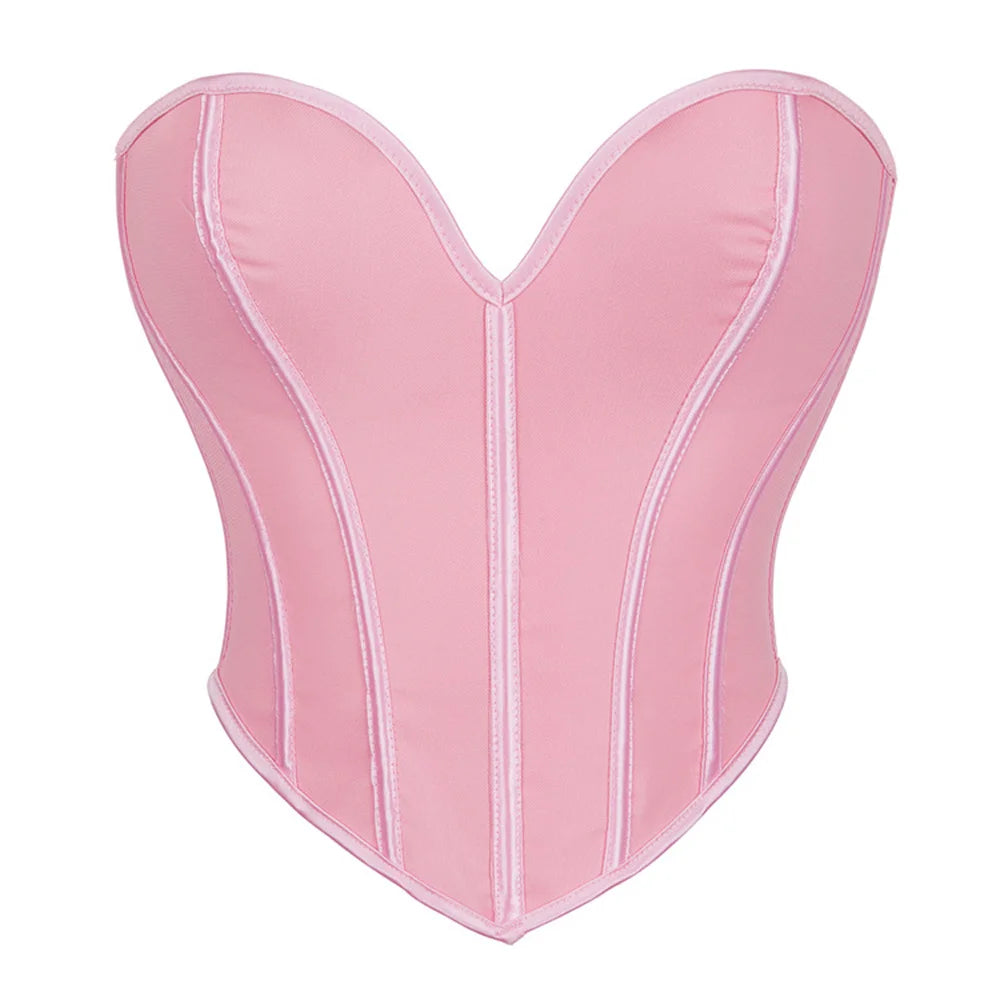 Sexy Women Overbust Corsets / Golden  Lace Up Body Shaper / Lingerie Gothic Corselet