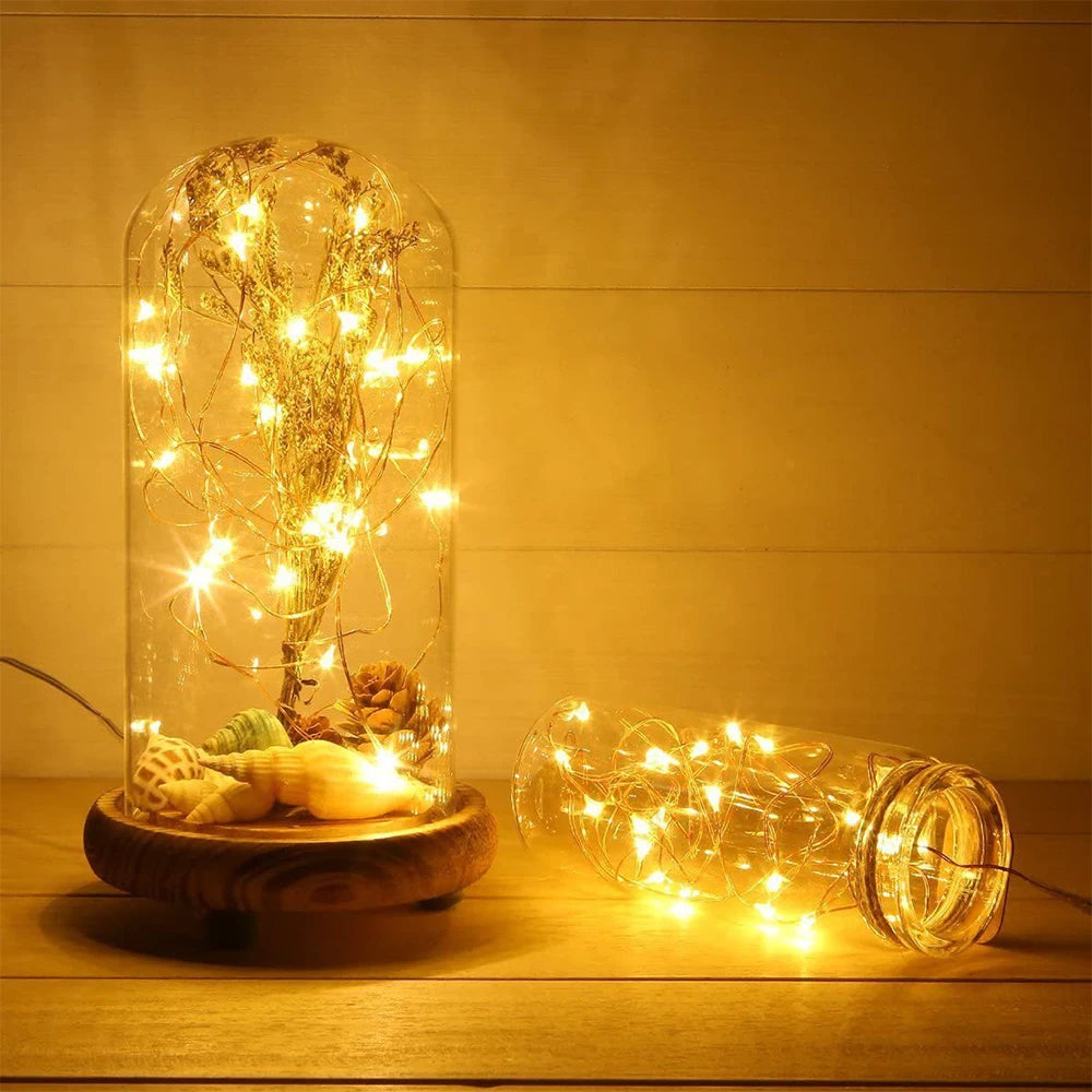 Guirlande Lumineuse LED USB, Fil de Cuivre, Éclairage Féérique, Lumières d'Ambiance pour Fêtes, Mariages, Noël, Décoration Extérieure.