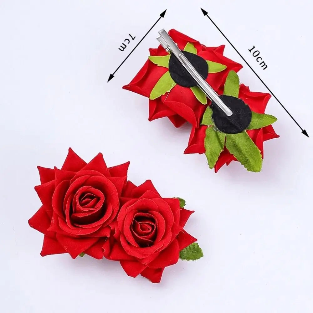 Accessoires de mariée élégants pour festival de mode Bijoux de cheveux de demoiselle d'honneur Double épingle à cheveux rose Pince à cheveux florale de mariée