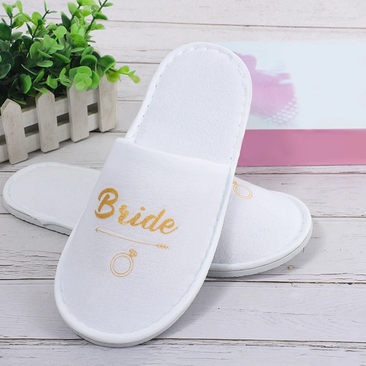 Chaussons personnalisés pour le mariage des demoiselles d'honneur Mariée / Cadeau pour demoiselle d'honneur feuille d'or rose paillettes or Chaussons ouverts