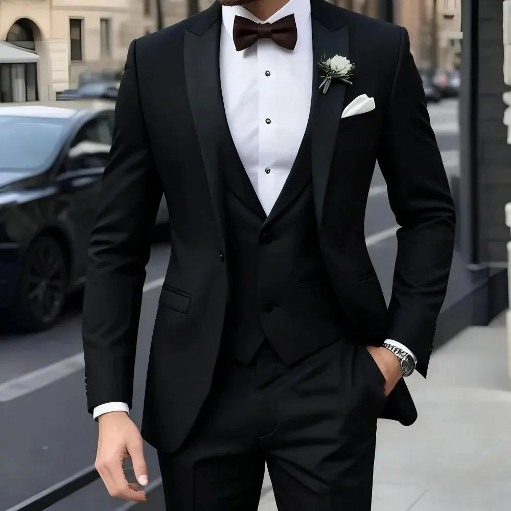 Nouveau Costume Homme De Mariage Décontracté Business MC Jacquard Trois Pièces Costume De Mariage Pour Homme  Costumes Homme  Costume